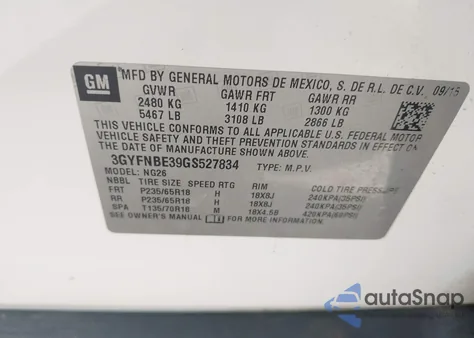 2016 Cadillac Srx Luxury Collection из США, поврежденный, VIN 3GYFNBE39GS527834